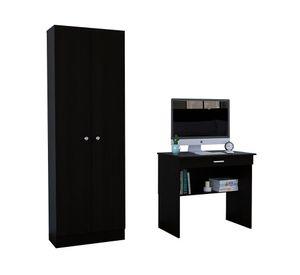 Escritorio Office + clóset oficina 2 puertas wengue/wengue negro TuHome