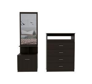 Cómoda TV 32" 4 cajones + velador multifuncional 1 cajón wengue TuHome