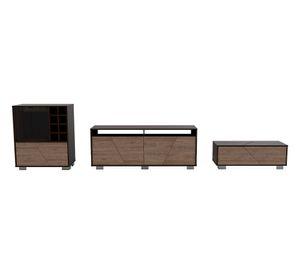 Rack TV 70'' + bar + mesa de centro Fraktal habano/miel TuHome