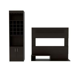 Panel TV 55'' + bar Kava 2 puertas Beijing wengue TuHome