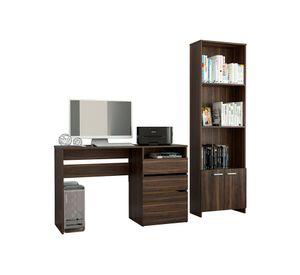 Escritorio 3 cajones Office 7 + biblioteca 2 puertas Office 5 habano TuHome