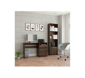 Escritorio 3 cajones Office 7 + biblioteca 2 puertas Office 5 habano TuHome
