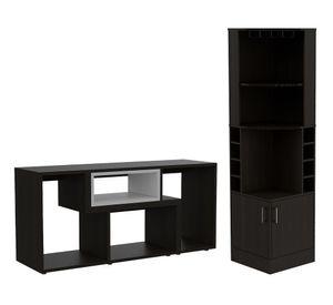 Bar esquinero + rack extensible TV 40'' Beijing wengue TuHome