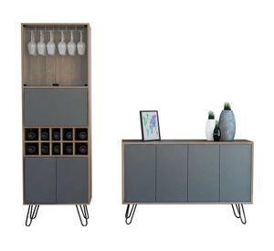 Bar alto + buffet Vassel miel/plomo TuHome