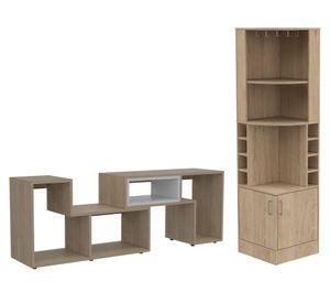 Bar esquinero + rack extensible TV 40'' Beijing rovere TuHome