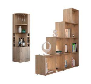 Bar esquinero + biblioteca escalera Beijing rovere TuHome
