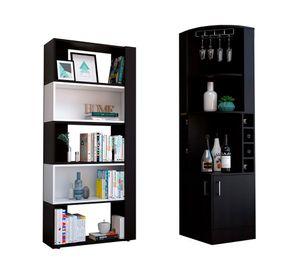 Bar esquinero Syrah + biblioteca cubo Beijing wengue/blanco TuHome