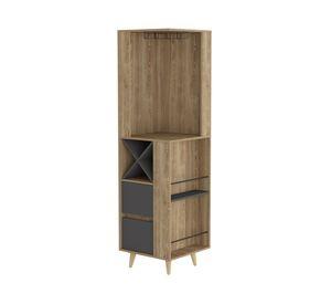 Bar esquinero 2 repisas Salem miel/plomo 180x50x50 cm