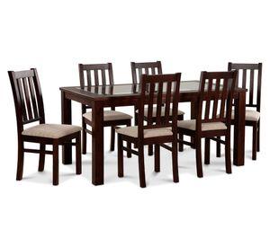 Comedor 6 sillas rectangular Ñuble chocolate/beige