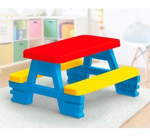 Mesa picnic infantil 4 niños multicolor 71x77x43 cm