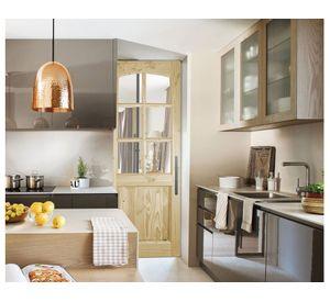 Puerta Pino Oregón 80x200 cm Nahuel 1/2 Cuerpo Vidrio AFN
