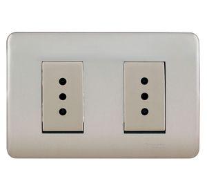 Placa toma corriente doble iridium champagne Schneider
