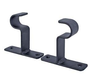 Soporte cortina simple para muro fierro 3/4'' 2un negro
