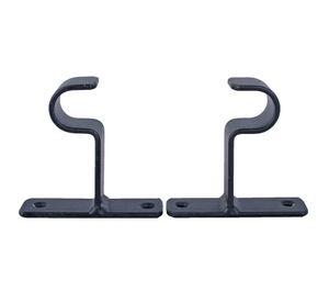 Soporte cortina simple para muro fierro 3/4'' 2un negro