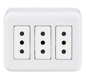 Casquete tomacorriente triple 10A 2P+T Génesis blanco Schneider