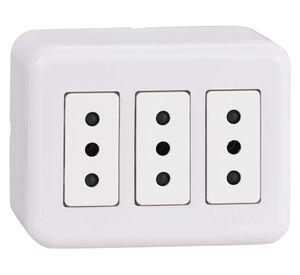 Casquete tomacorriente triple 10A 2P+T Génesis blanco Schneider