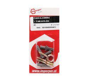 Cáncamo cerrado #3 + tarugo nylon 8 bt 4 Imporper