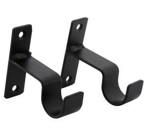 Soporte cortina simple para muro fierro 1'' 2un negro