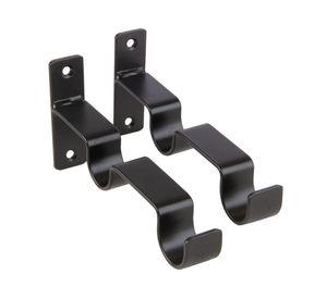 Soporte cortina doble para muro fierro 1'' 2un negro