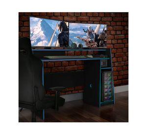 Escritorio gamer 2 espacios Kratos negro/azul