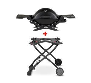 Parrilla a gas 1 quemador Q1200 negro + carro base Weber