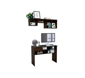Escritorio 1 cajón Office 5 + repisa Wall 1B habano TuHome