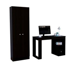 Escritorio Astana + clóset oficina 2 puertas wengue negro TuHome