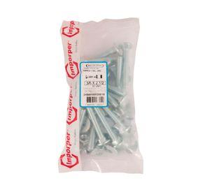 Perno coche + tuerca + golilla 3/8 x 2 1/2'' zincado 20 unidades Imporper