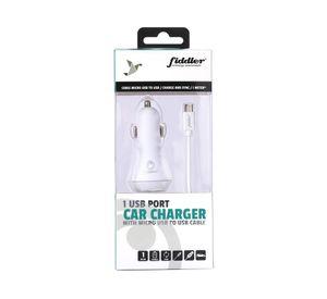 Cargador de auto USB 1 puerto + cable micro USB a USB Fiddler