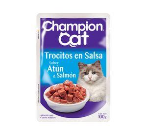 Alimento húmedo gato 100 gr atún y salmón Champion Cat