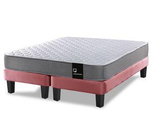 Cama europea 2 plazas Zen Best base dividida tela rosa