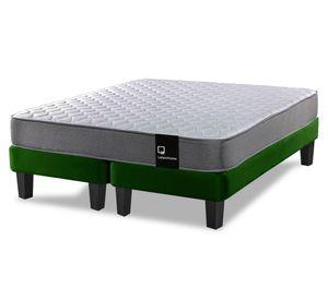 Cama europea 2 plazas Zen Best base dividida tela verde