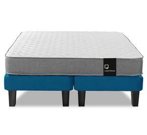 Cama europea 2 plazas Zen Best base dividida tela azul