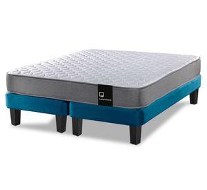 Cama europea 2 plazas Zen Best base dividida tela azul