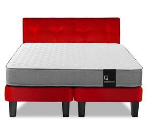 Cama europea 2 plazas Zen Best base dividida PU + respaldo rojo