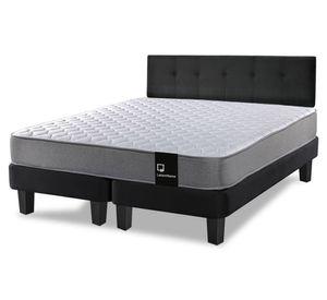 Cama europea 2 plazas Zen Best base dividida tela + respaldo negro