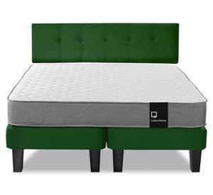 Cama europea 2 plazas Zen Best base dividida tela + respaldo verde