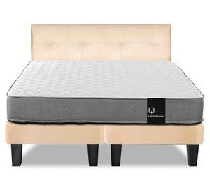 Cama europea 2 plazas Zen Best base dividida PU + respaldo beige