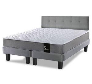 Cama europea 2 plazas Zen Best base dividida tela + respaldo gris