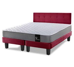 Cama europea 2 plazas Zen Best base dividida tela + respaldo burdeo
