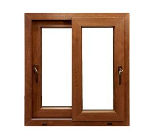 Ventana PVC 140X120 cm Termopanel Corredera Premium Nogal Crown Glass