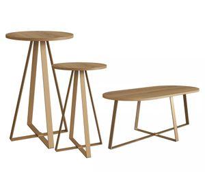 Set mesa lateral 27939 + centro 27940 + centro 27941 natural dorado