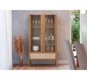 Vitrina 2 puertas Oslo Ratan natural
