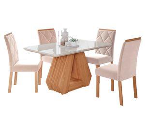Comedor Ágata 1.3 + 4 sillas Fernanda nude
