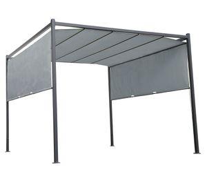 Pérgola metálica con cortinas gris 230x300x300 cm