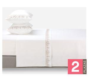 Juego sábanas 2 plazas Floral blanco Rosen