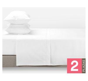 Juego sábanas 2 plazas botánica blanco Rosen