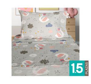Juego de sábanas 1.5 plazas 144 hilos Swan gris