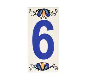 Cerámica número 6 azul 15x7.5 cm