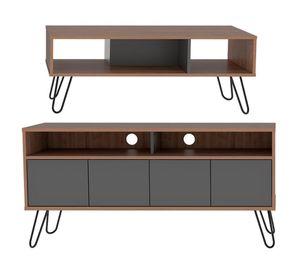 Rack TV 55'' + mesa de centro Vassel miel/plomo TuHome